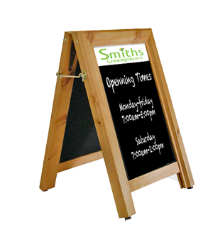 chalk board with opening times